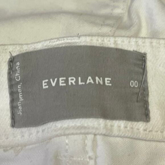 Everlane White Mid Rise Straight Wide Leg Frayed Hem Crop Trousers Jeans Pants 0 - Picture 4 of 5